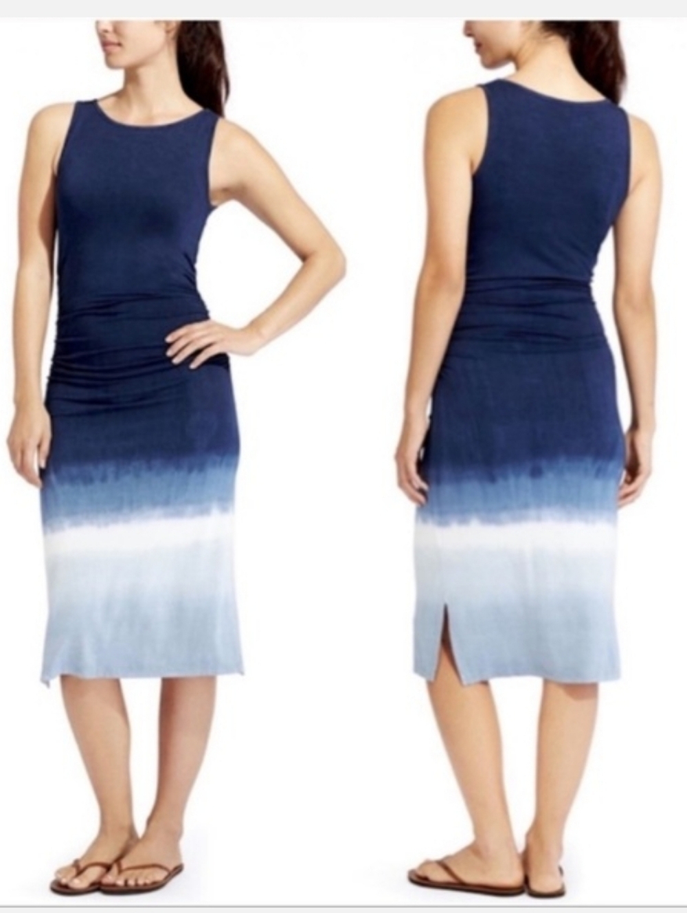 Sleeveless Athleta Ombre Midi Skirt Dress - Navy Blue